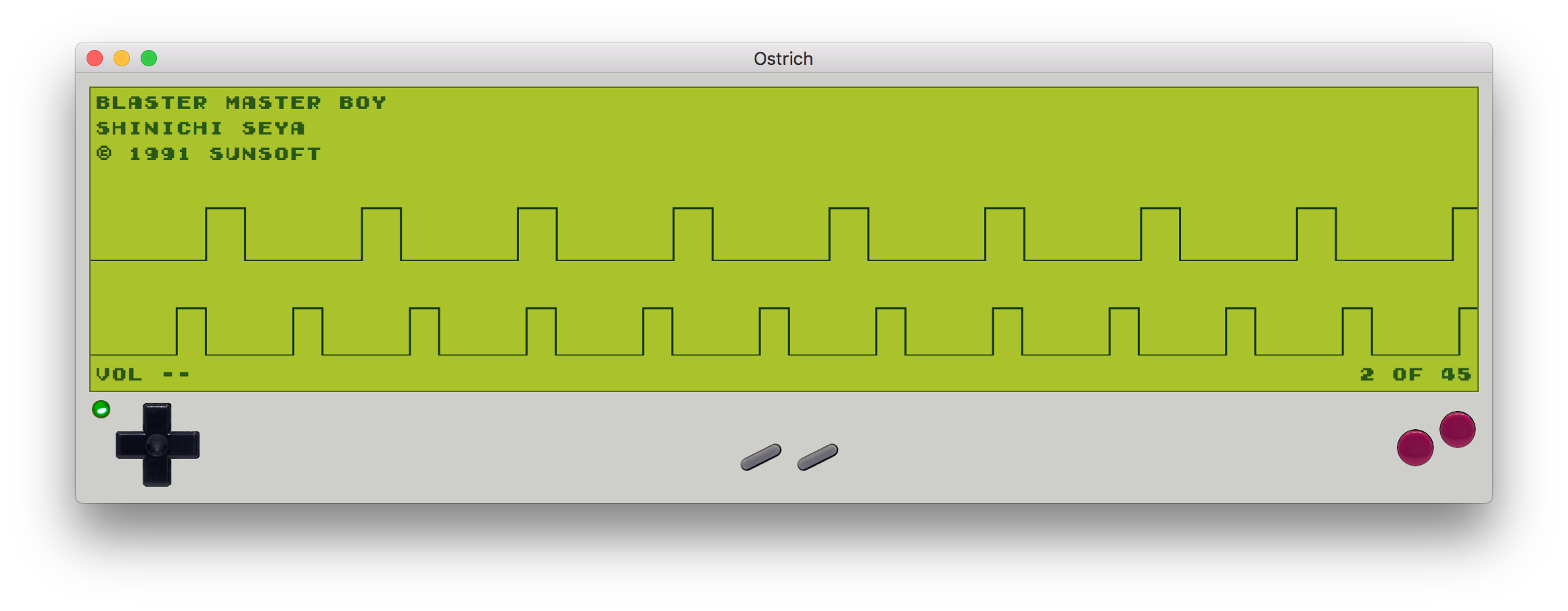 Ostrich: A Game Boy Sound System Player